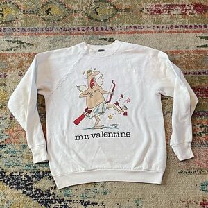 Vintage Mr. Valentine Cartoon Cupid Valentine's Day Graphic 1980s Sweatshirt